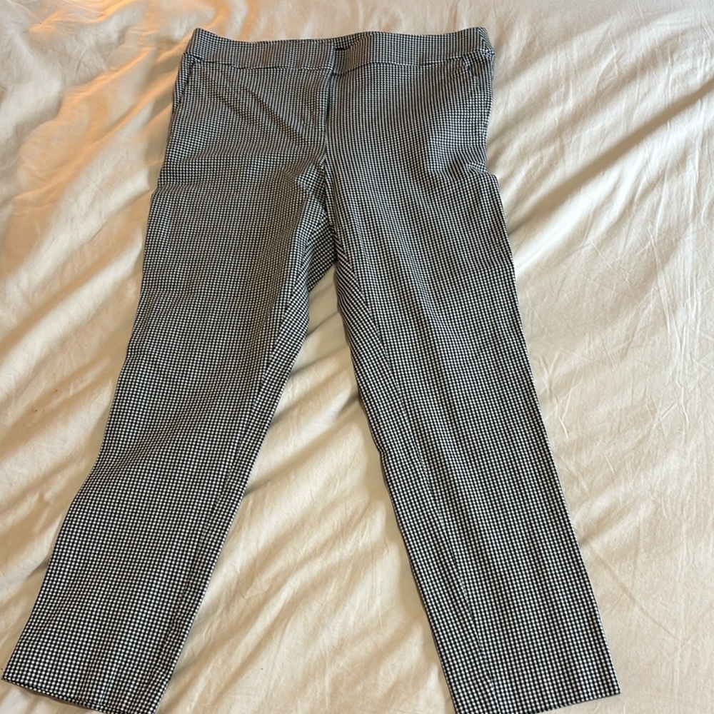 Loft work pants black and white small plaid